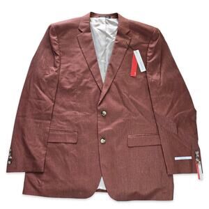 Perry Ellis Portfolio Rust Linen Blend Sport Coat Blazer Mens 48L Modern Fit NWT